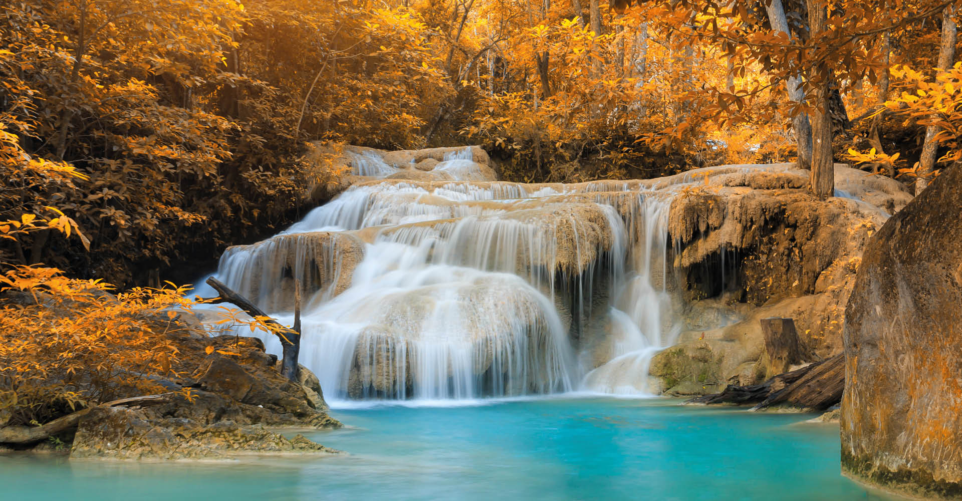 Immagine di una cascata in mezzo al bosco